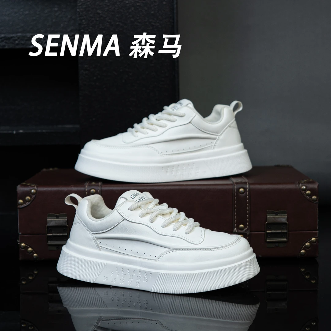 SENMA/森马男士新款皮面板鞋休闲时尚百搭小白鞋时尚国潮运动板鞋