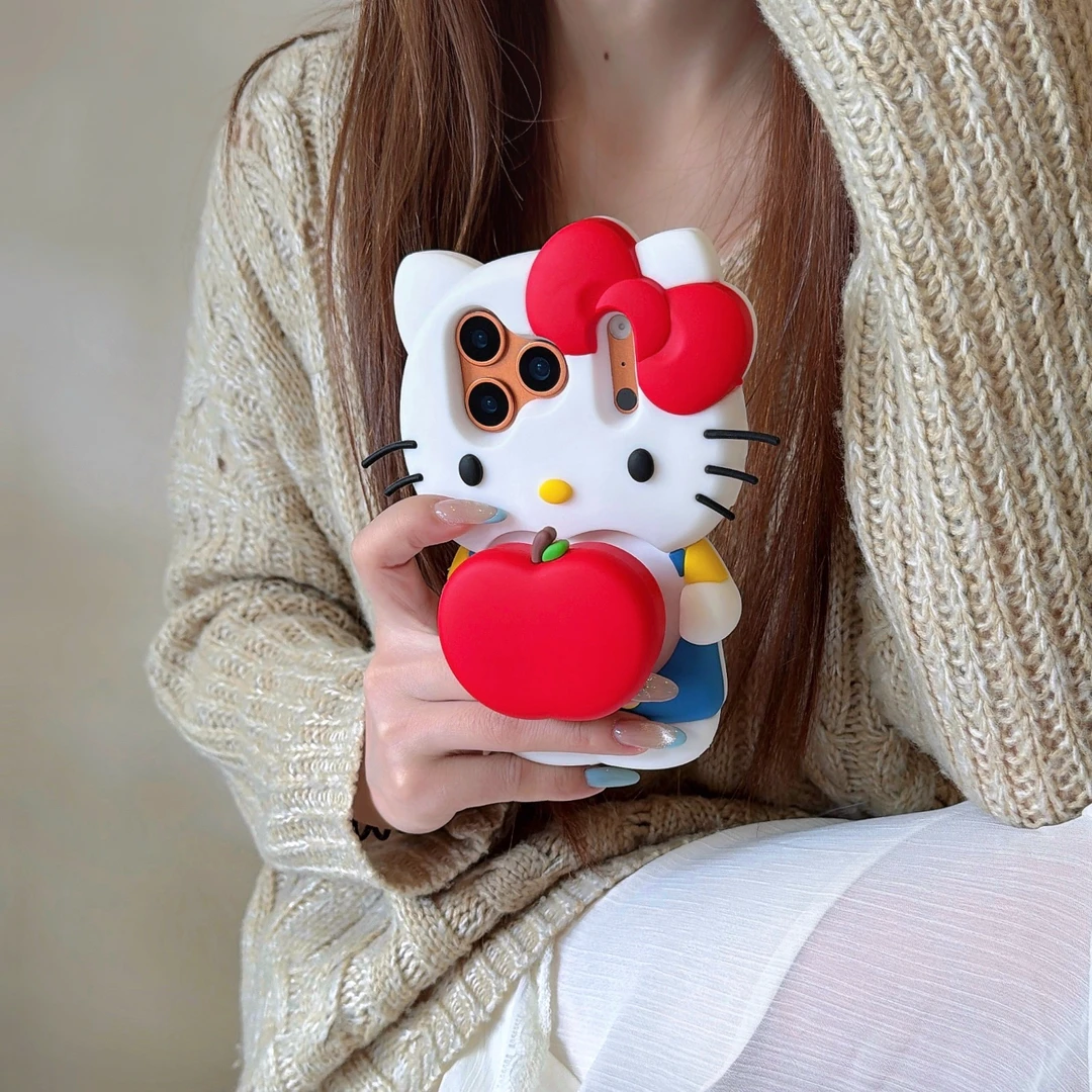 支架抱苹果Kitty猫适用iPhone17硅胶手机壳苹果16防摔15立体软壳