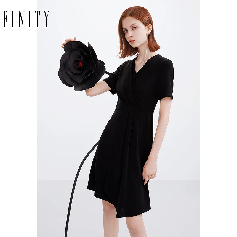【粉丝专享】FINITY 收腰显瘦大牌气质不规则连衣裙 F21V4A01L3
