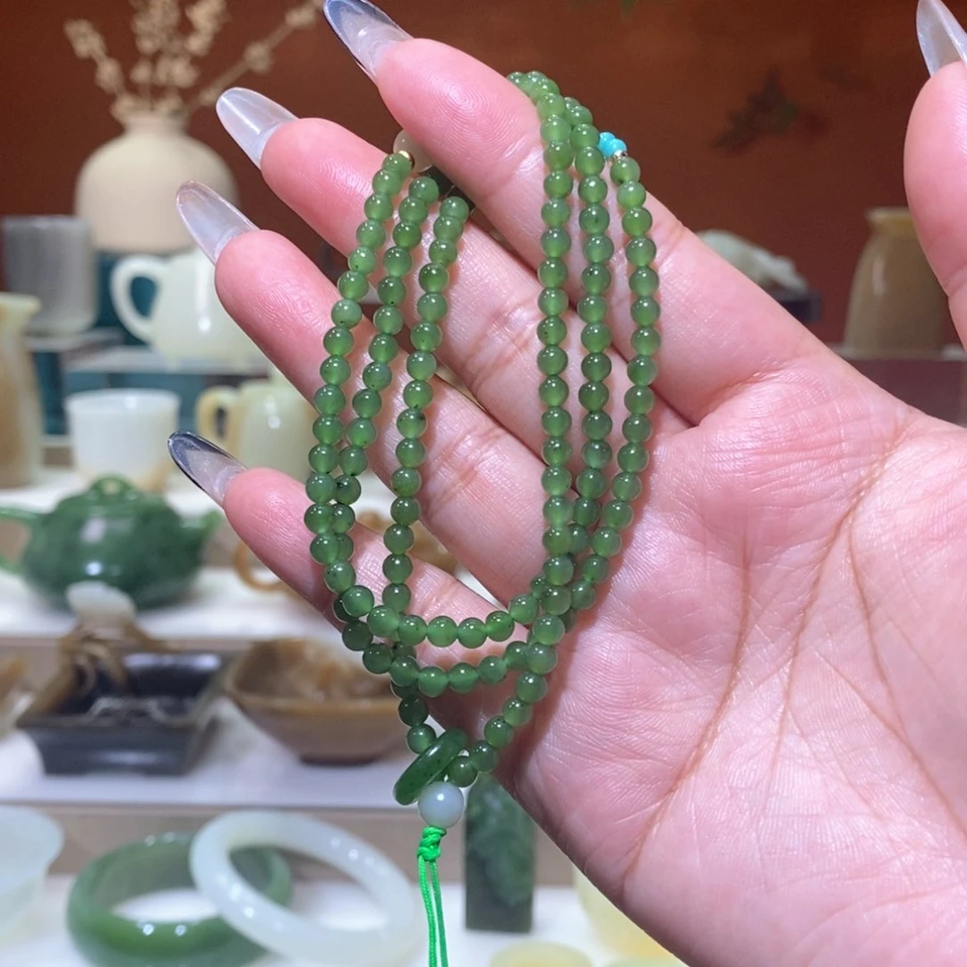 未镶嵌和田玉挂件碧玉果绿长链福利