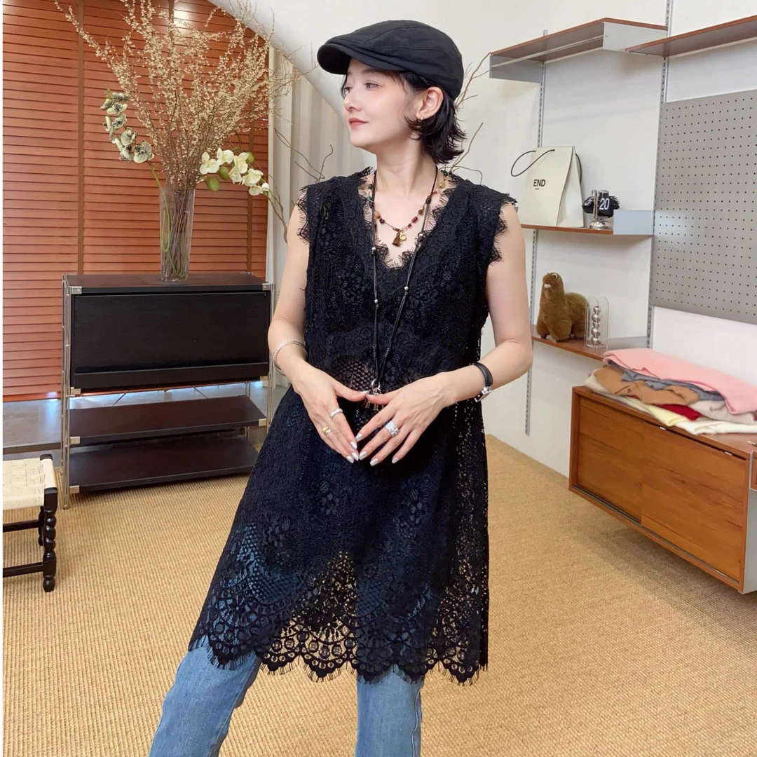 〖猫姐衣橱〗秋冬新款时尚雪尼尔重工无袖中长背心1120