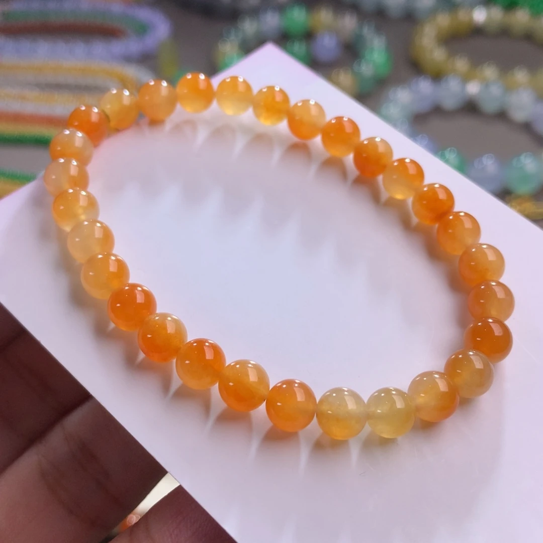 翡翠未镶嵌手链卡6 特色西柚芬达色