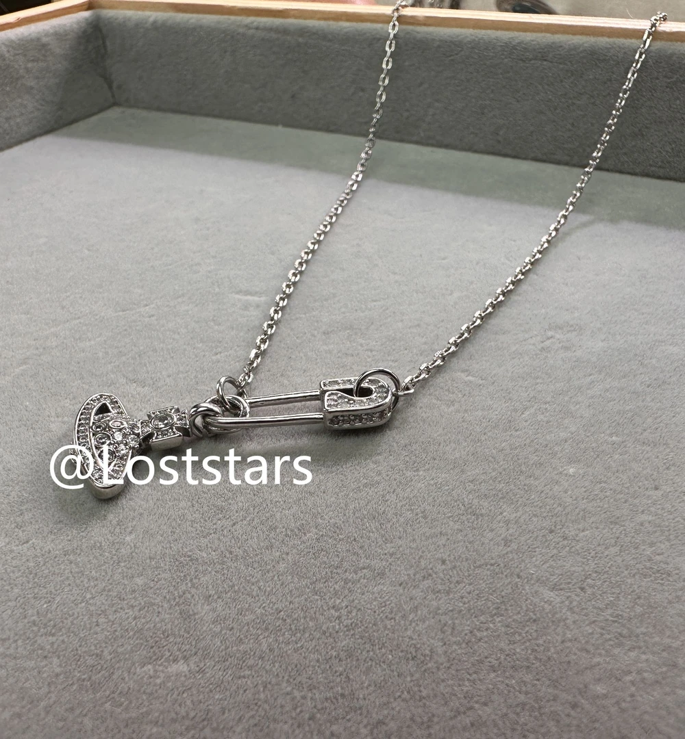 铜合金项链 经典链条别针项链