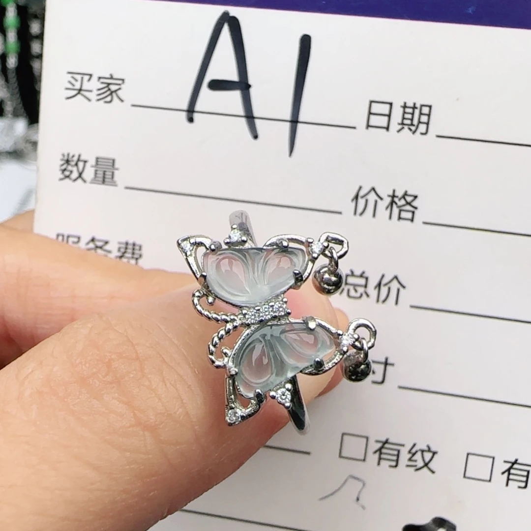 翡翠戒指银S925镶嵌戒指
