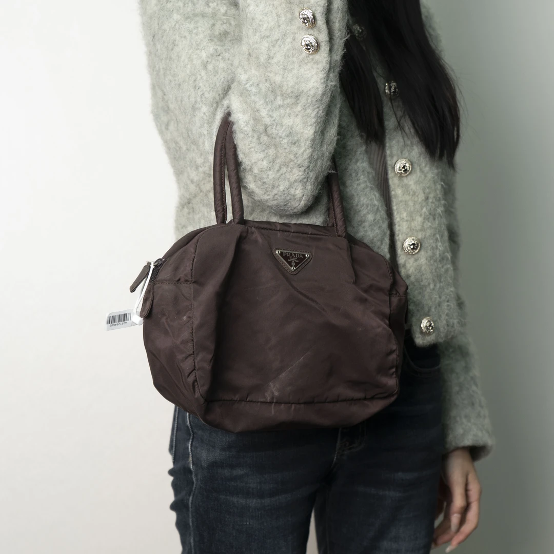 95新 Prada/普拉达 棕银手提小托特/25/A03125AK05