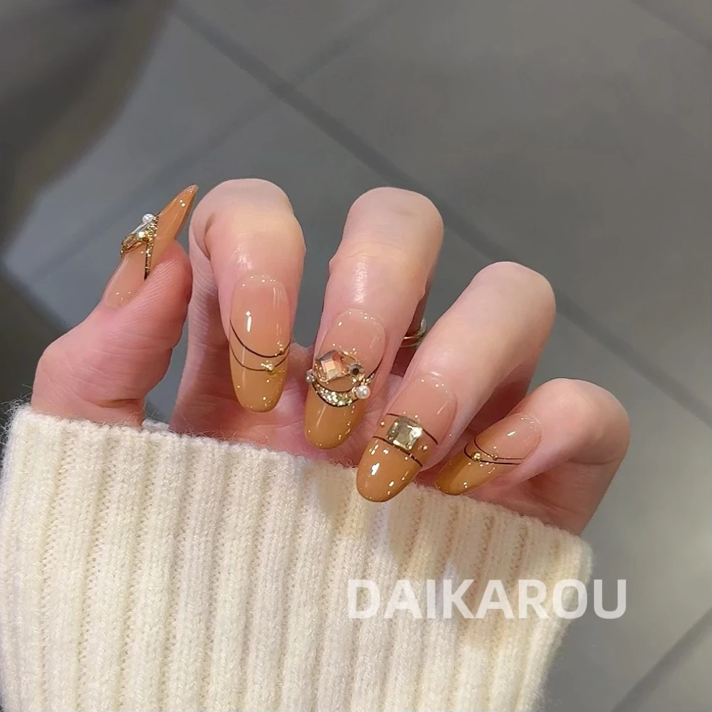 秋韵流金 黛卡柔 新甲型 此度 短椭圆 中椭圆手工穿戴甲10片