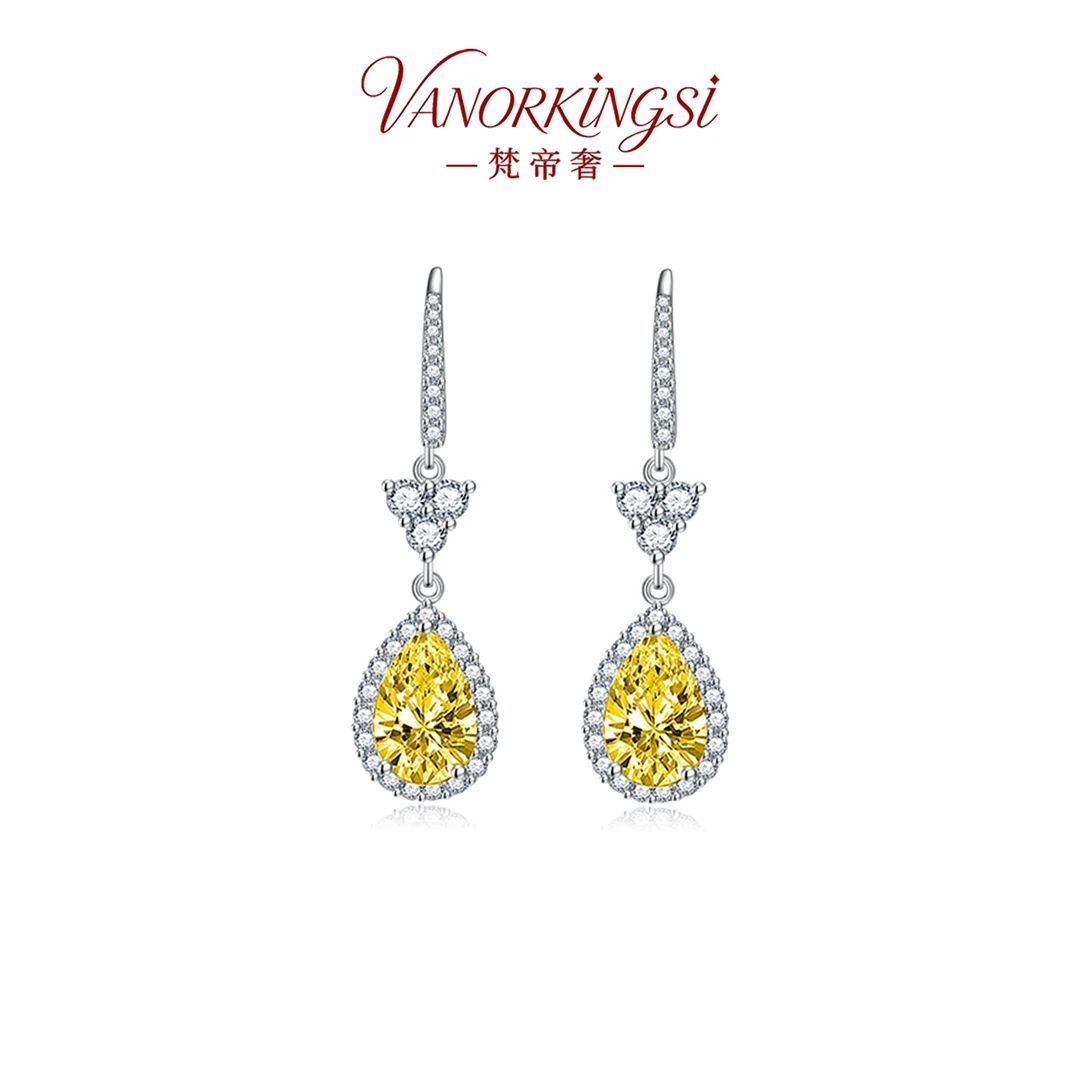 铜合金耳饰 梵帝奢 新款925银针水滴星钻晚宴款耳钩 | FD013-2