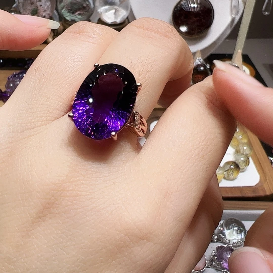 福***生银S925镶嵌珠宝半成品水晶