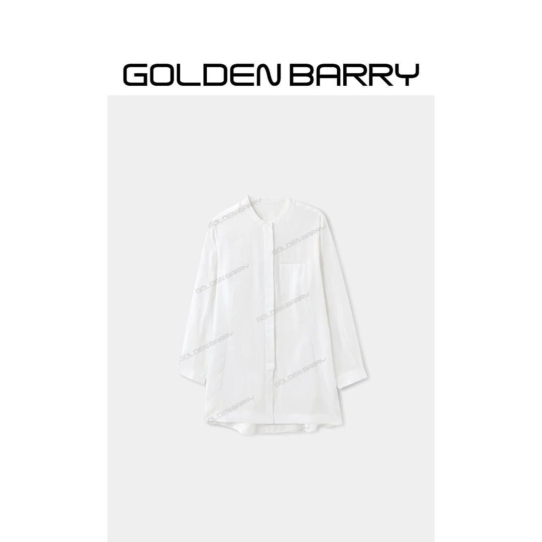 GOLDENBARRY|212665“静奢亚麻肌”圆领亚麻衬衫