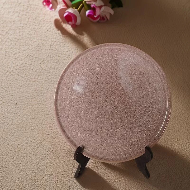 默认微瑕002皮粉10英寸25.4cm牛排盘粉色陶瓷圆形圆盘盘子手工