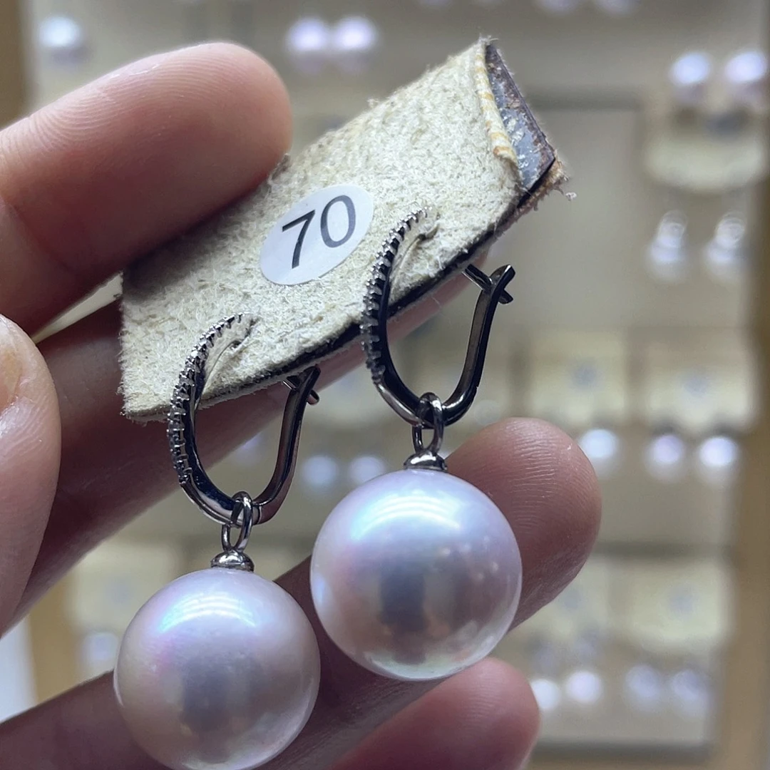 银S925镶嵌淡水珍珠耳饰