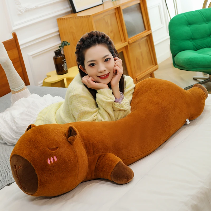 卡皮巴拉玩偶水豚七夕情人节长条抱枕公仔毛绒玩具儿童娃娃抱枕