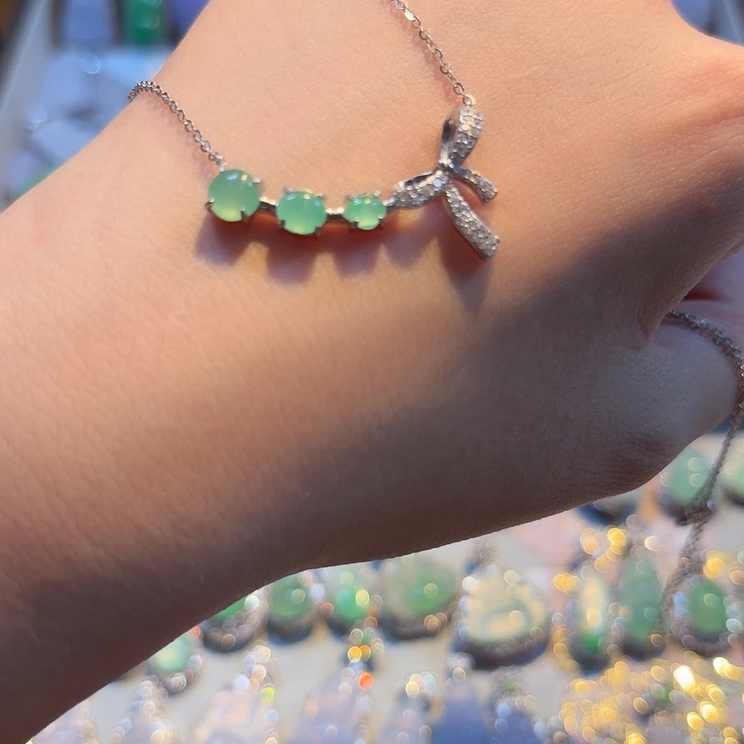 翡翠银S925镶嵌吊坠(不含链)