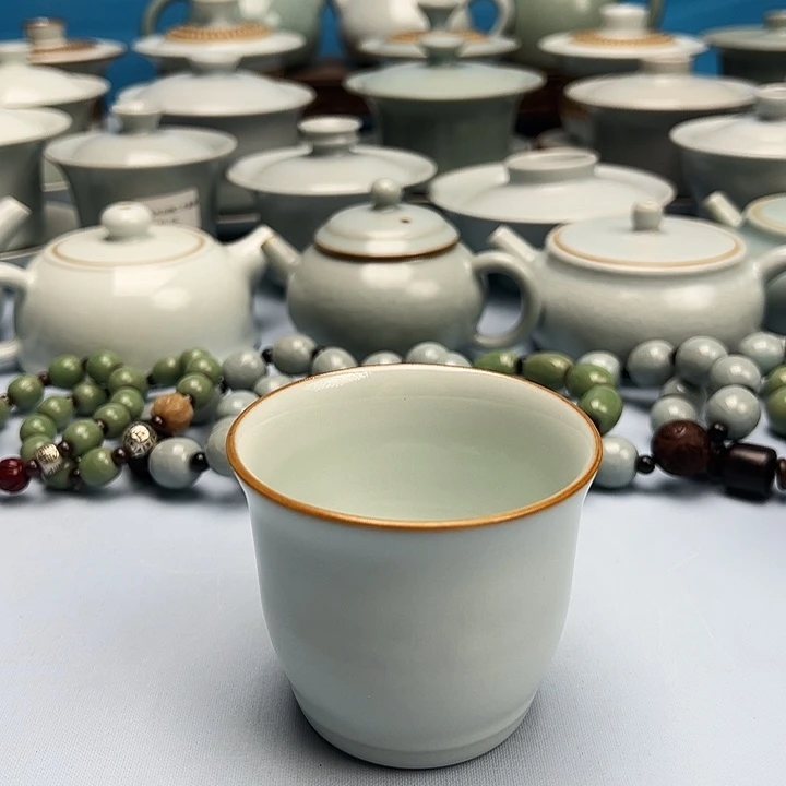 杯月白釉缸杯原矿原釉原产地