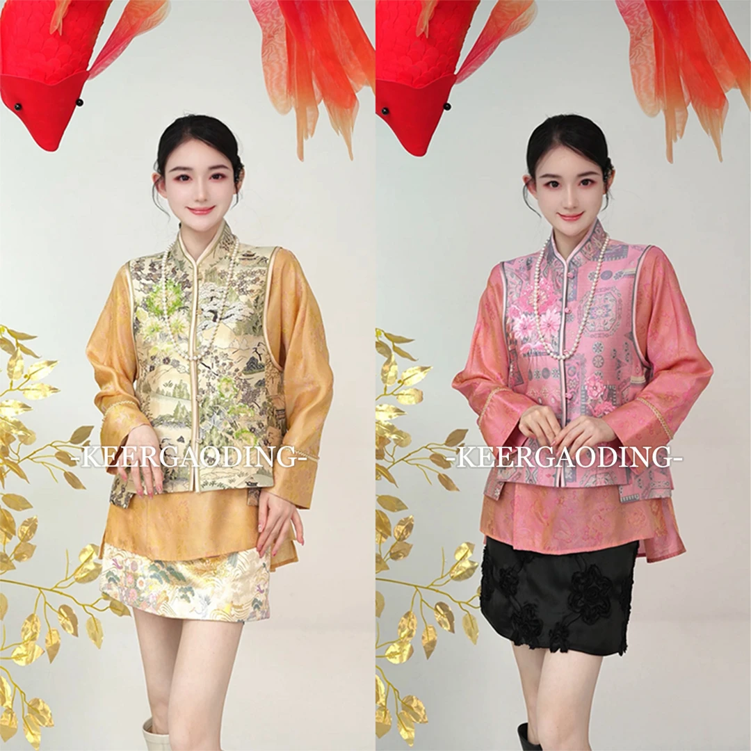 【可儿•高定】非遗唐锦高端新中式设计师手工高定法绣马甲WXT-32642