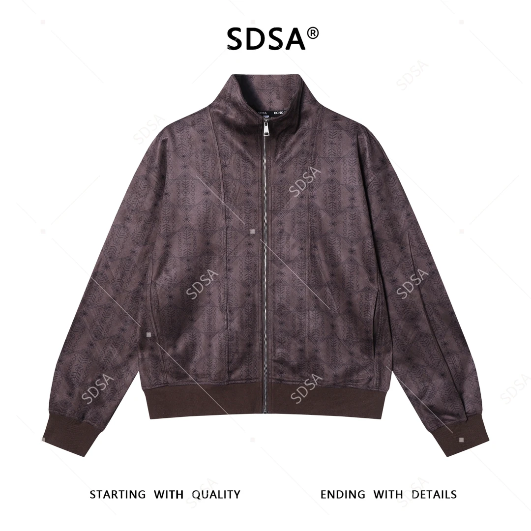 SDSA男士秋冬新款痞帅男装潮牌撞色印花拉链立领卫衣明线百搭潮