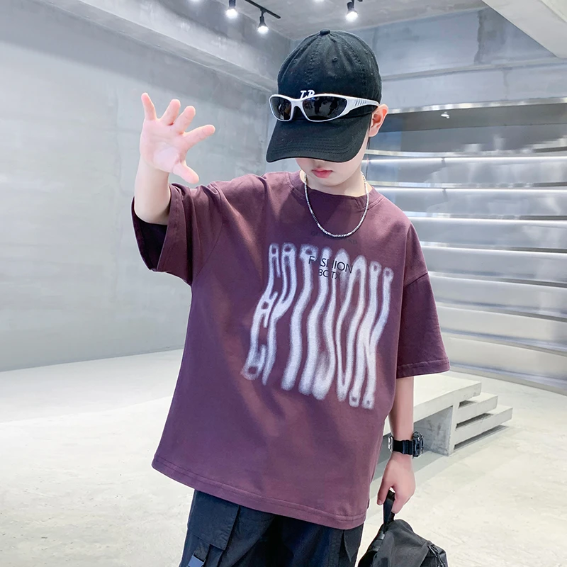 男童短袖t恤夏季2025新款韩范儿童夏装上衣薄款中大童体恤痞帅风