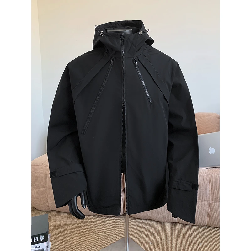 新款春装个性设计冲锋夹克男女同潮百搭连帽外套学生宽松潮流上衣