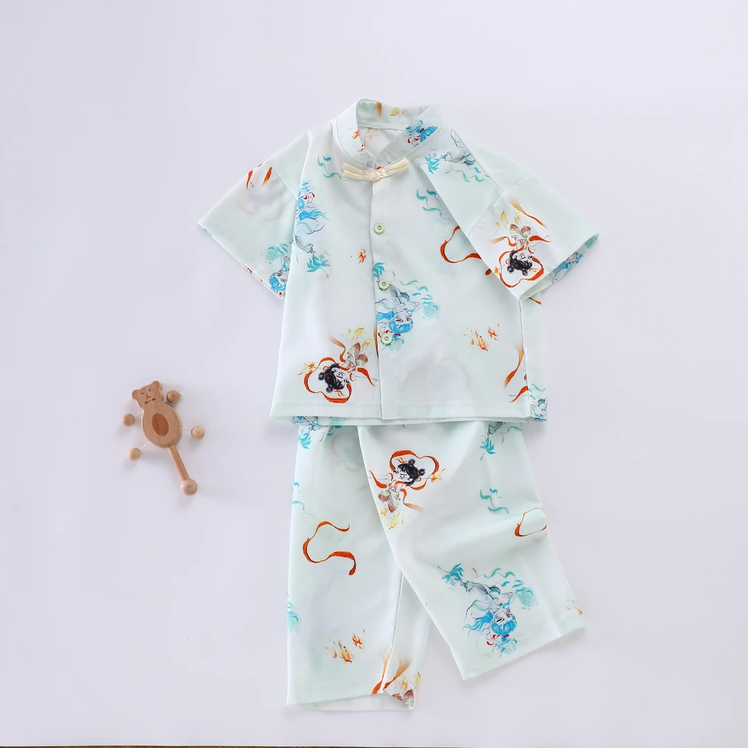 新中式男孩夏季唐装汉服休闲儿童宝宝夏款时尚中国风印花小童