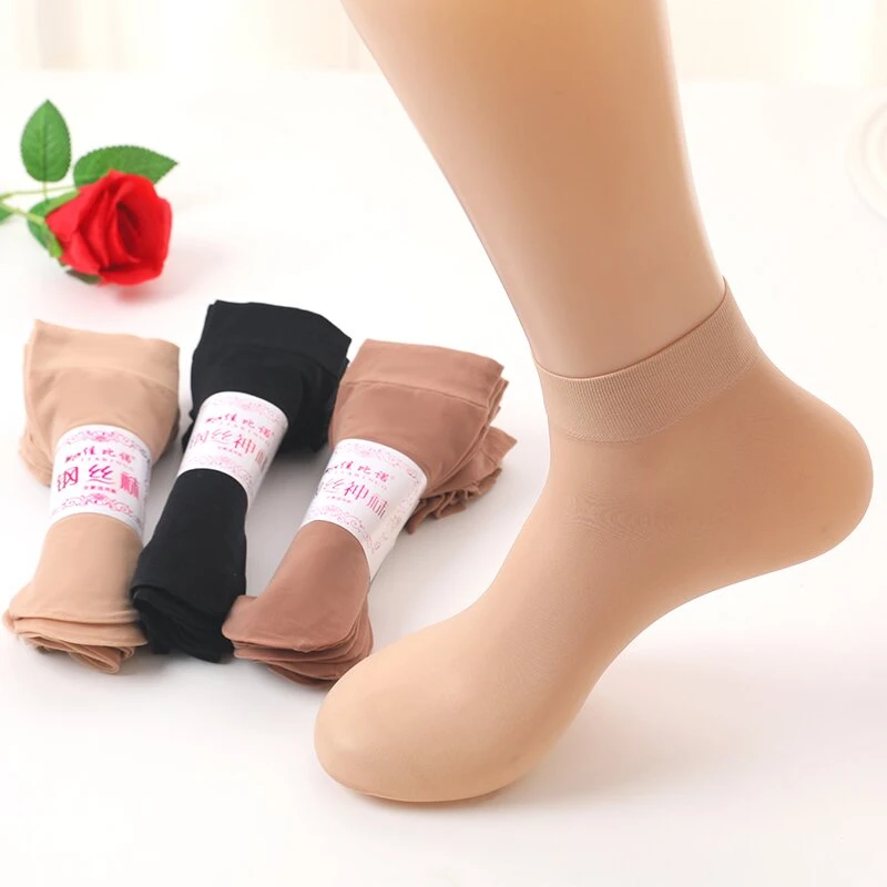 新一代钢丝袜短款女士防勾丝肉色防滑薄款肤色袜子天鹅绒丝袜短袜