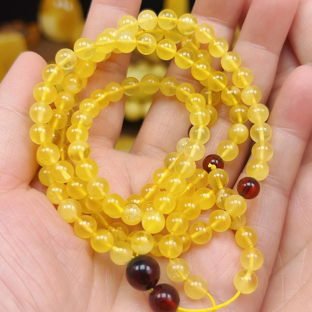 蜜蜡未镶嵌珠宝奇石名**字蜜蜡108颗6m m