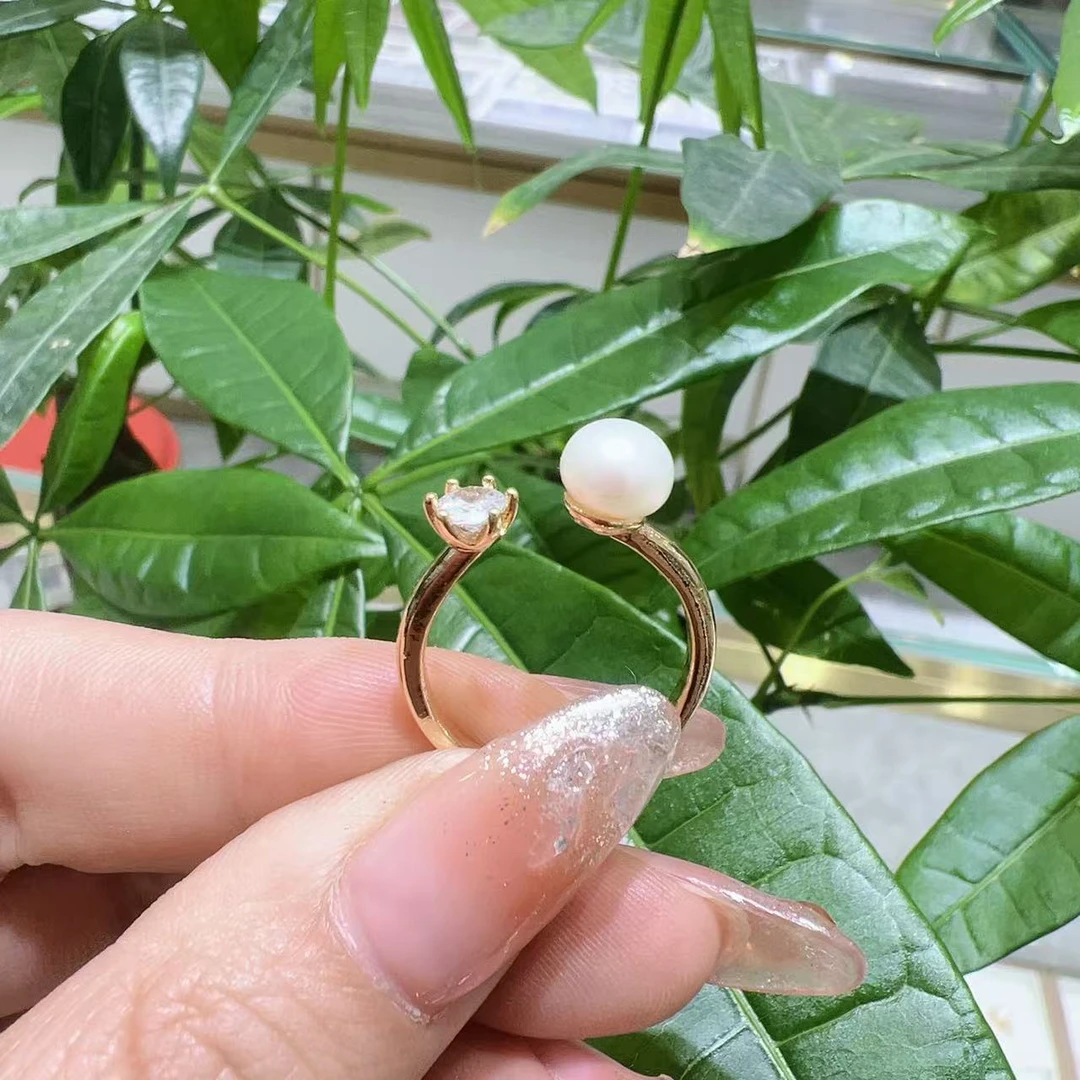 2403040308 HLW  珍珠六爪单珠开口戒指 （多样性发其一）