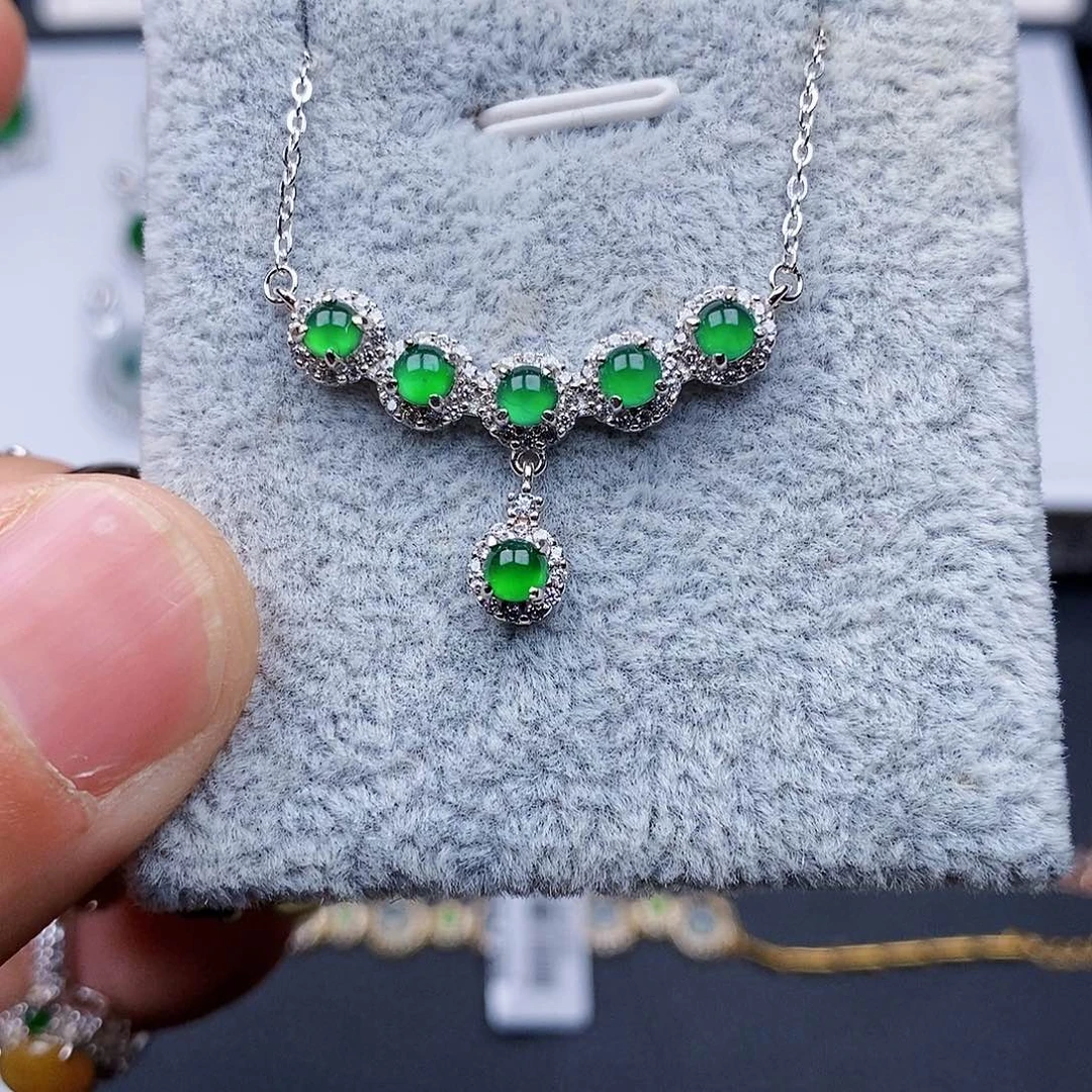 翡翠颈饰银S925镶嵌项链