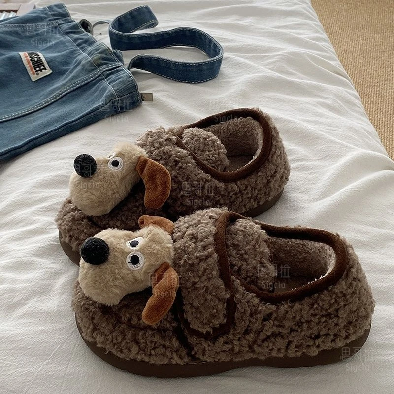2026秋冬新款卡通可爱时尚百搭学生毛棉鞋厚底加绒保暖平底棉鞋女