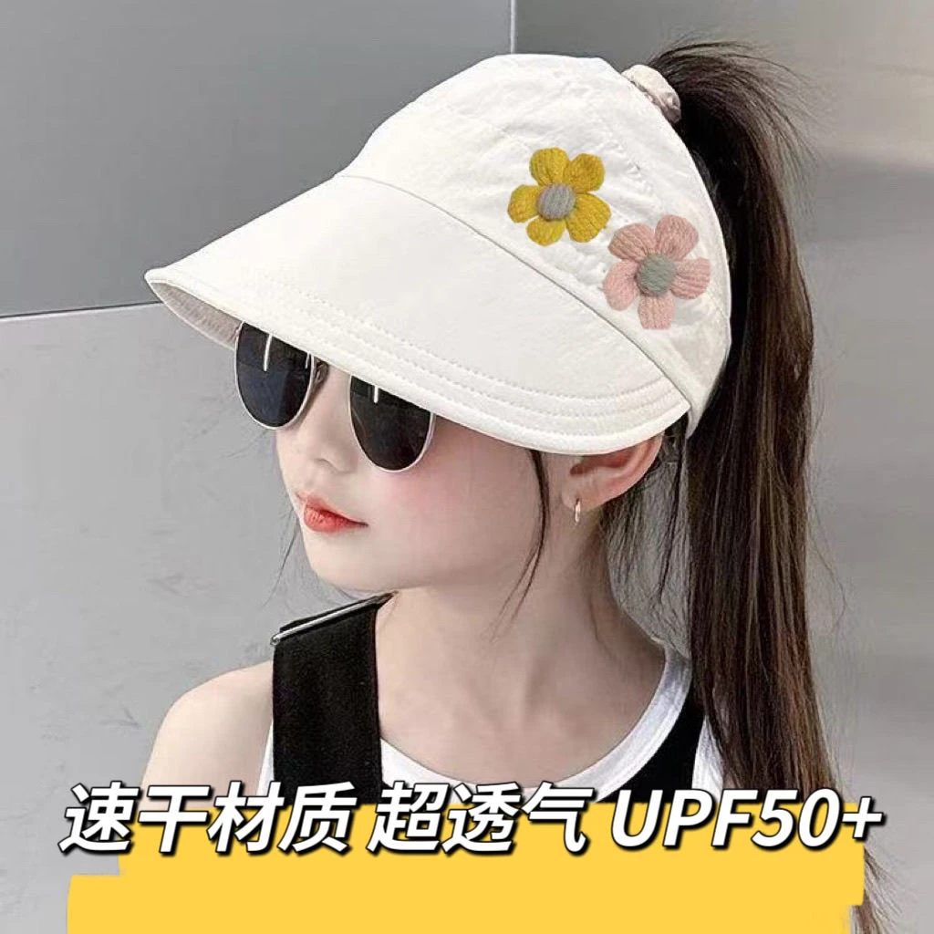 防晒帽女赵露思2025新款女童速干超透气渔夫帽空顶可挂口罩遮阳帽