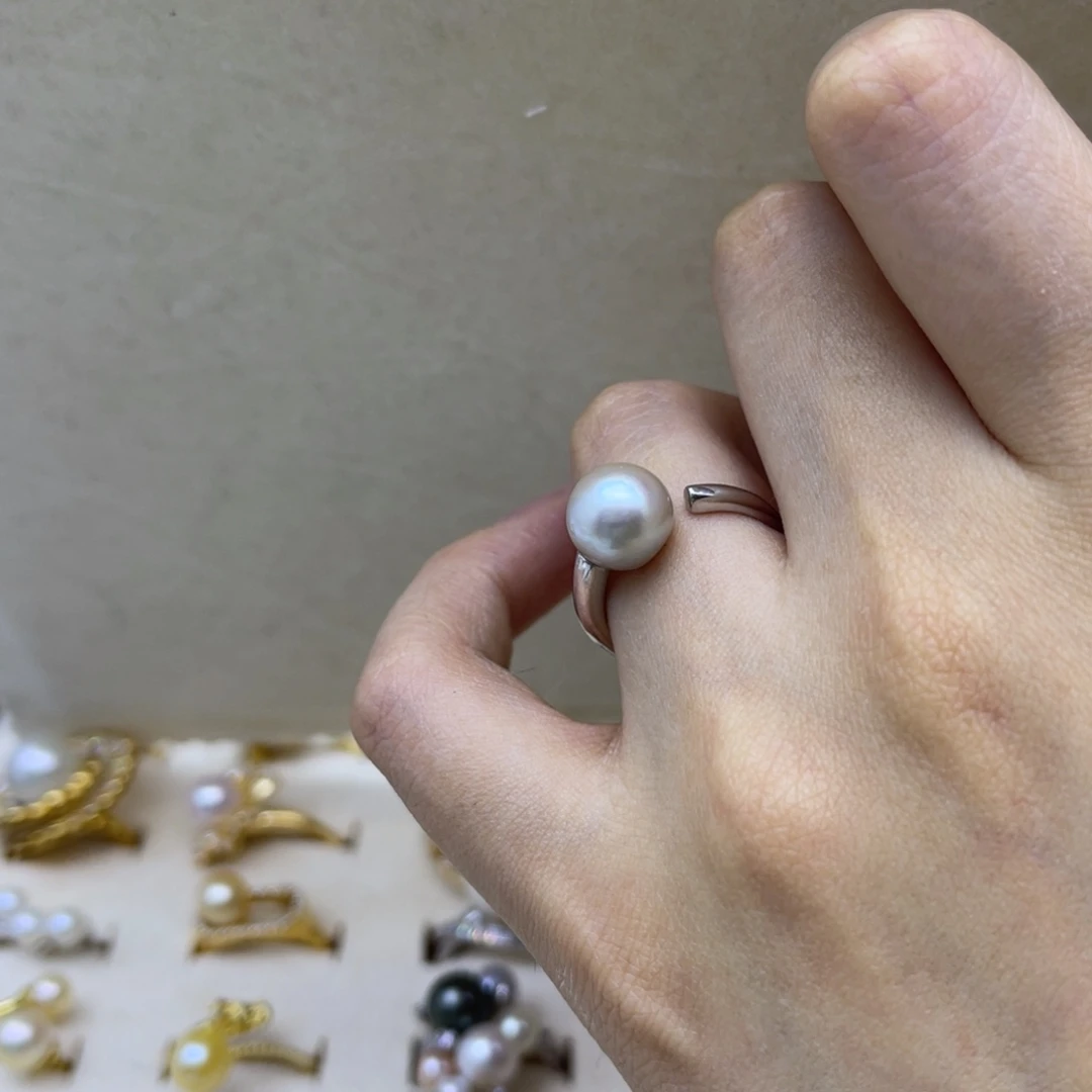 银S925镶嵌戒指海水珍珠