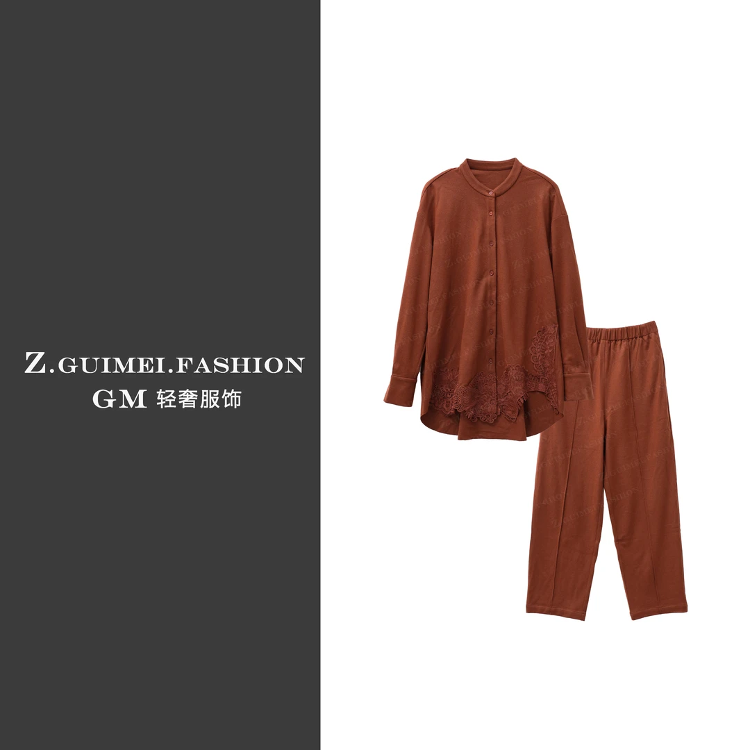 【肆姐高定】时尚刺绣蕾丝衬衫套装XY3360