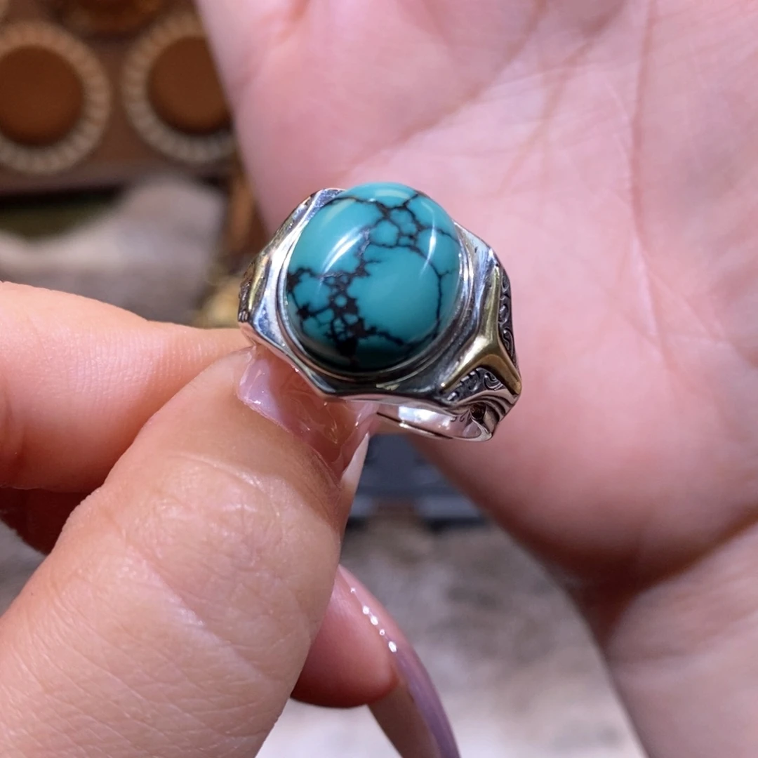 绿松石戒指银S925镶嵌诺***乖戒指