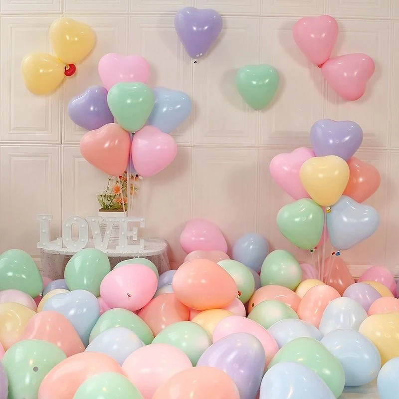 加厚马卡龙心形气球结婚婚房生日婚礼生日派对场景布置装饰爱心