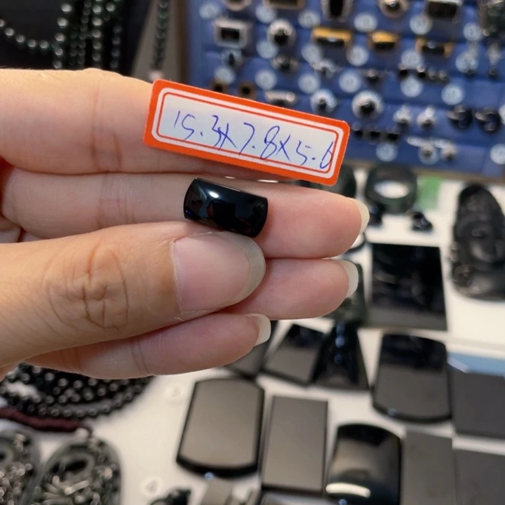 裸石翡翠缅甸墨翠马鞍戒面