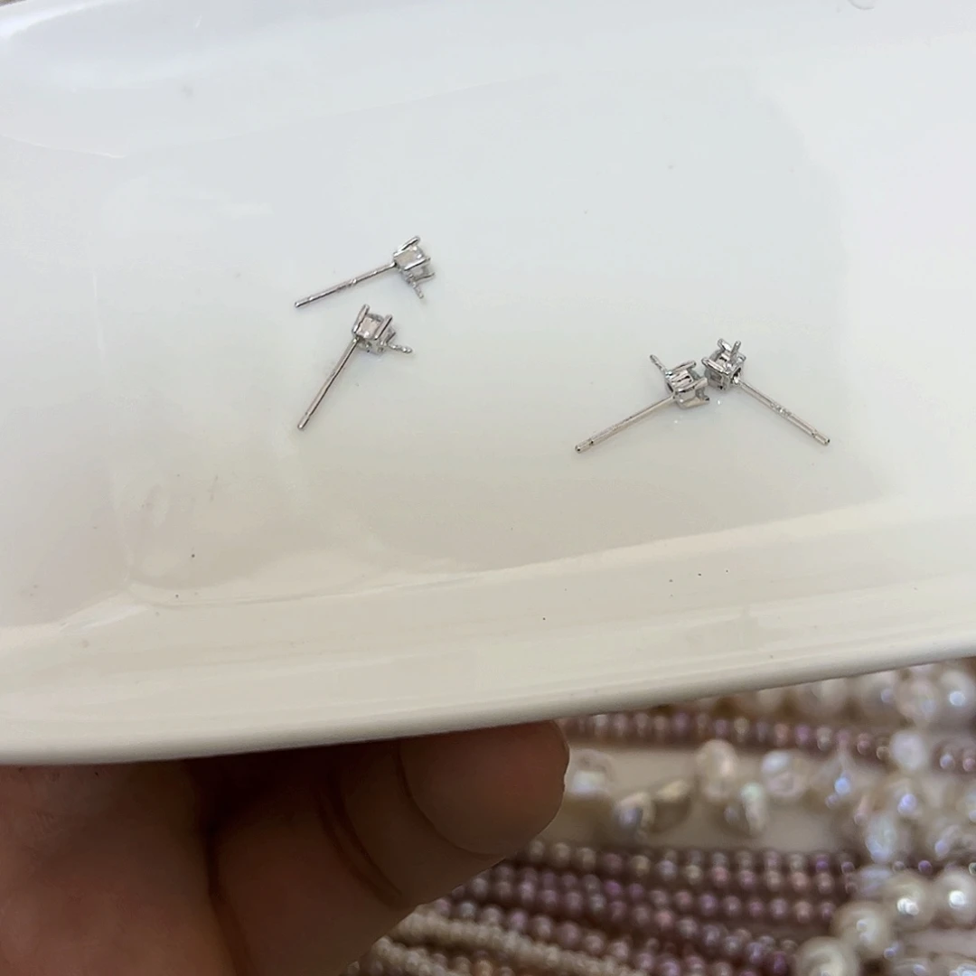 淡水珍珠耳饰银S925镶嵌茉*