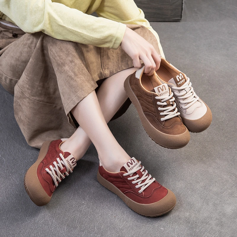 2025秋季新款复古圆头厚底系带女式休闲单鞋舒适轻便时尚百搭女鞋