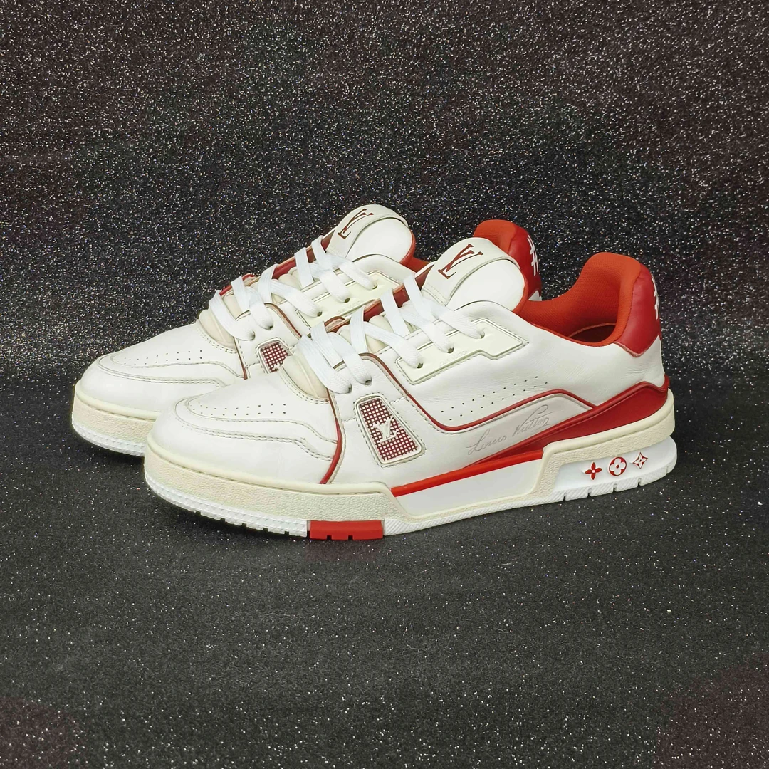 99新 LouisVuitton/路易威登 5码/39码/初代白红trainer鞋/A2912