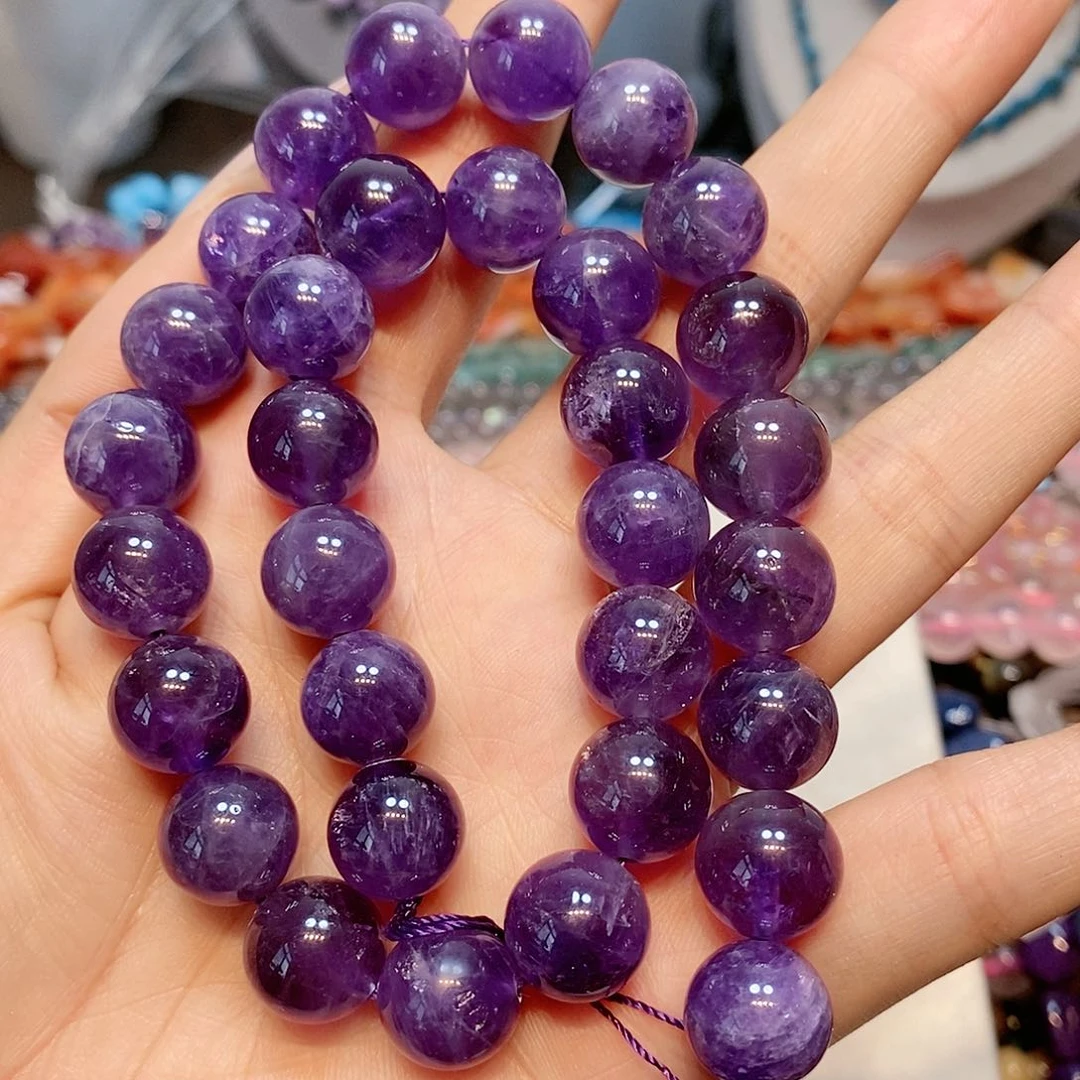 玛瑙/玉髓散珠12mm乌拉圭紫水晶一条