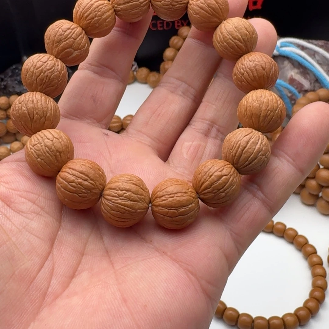石***头猴头核桃手串原皮原色凤羽不同尺