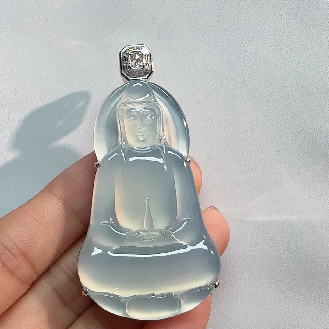 翡翠18K金镶嵌吊坠(不含链)观音