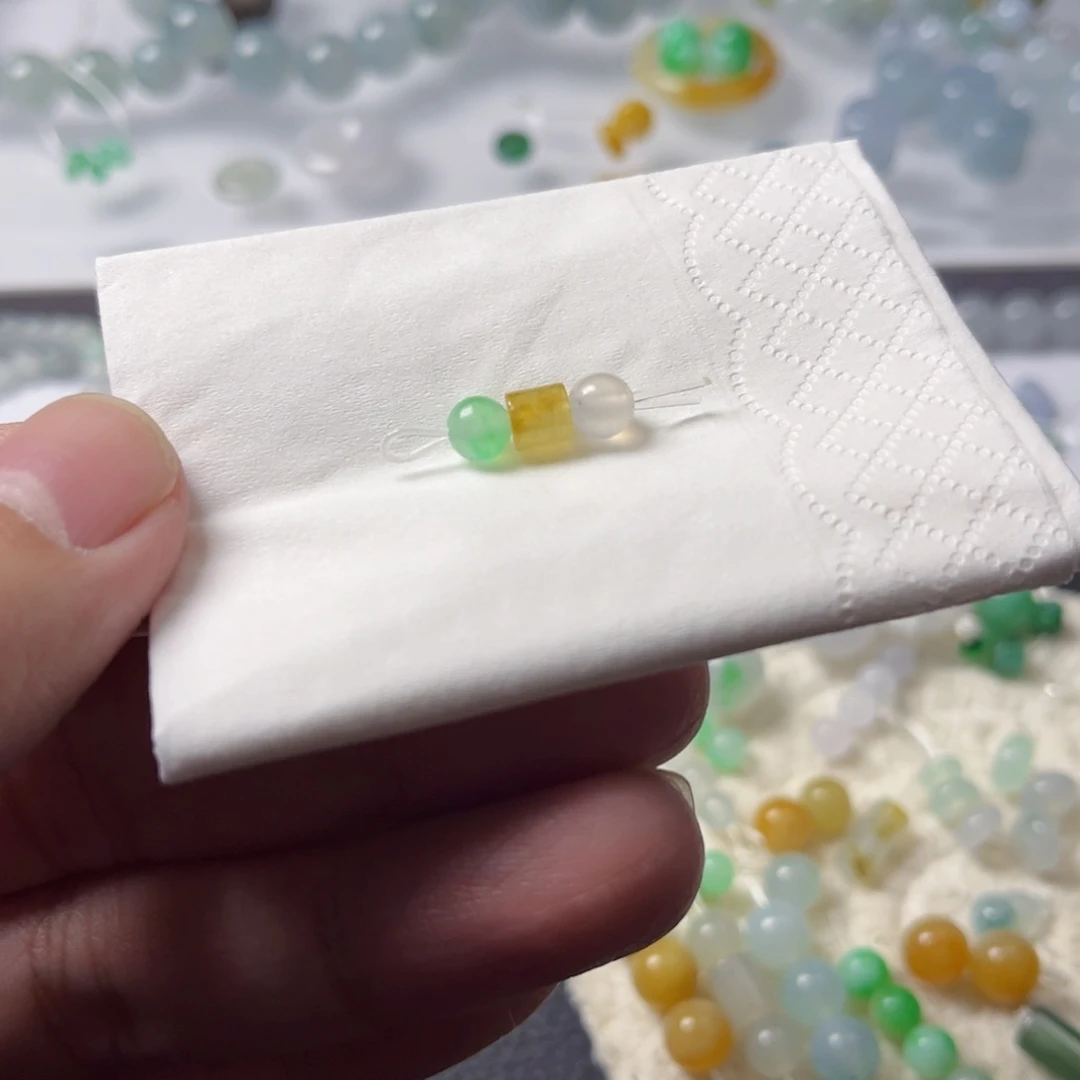 翡翠散珠天然缅甸A货珠子3颗