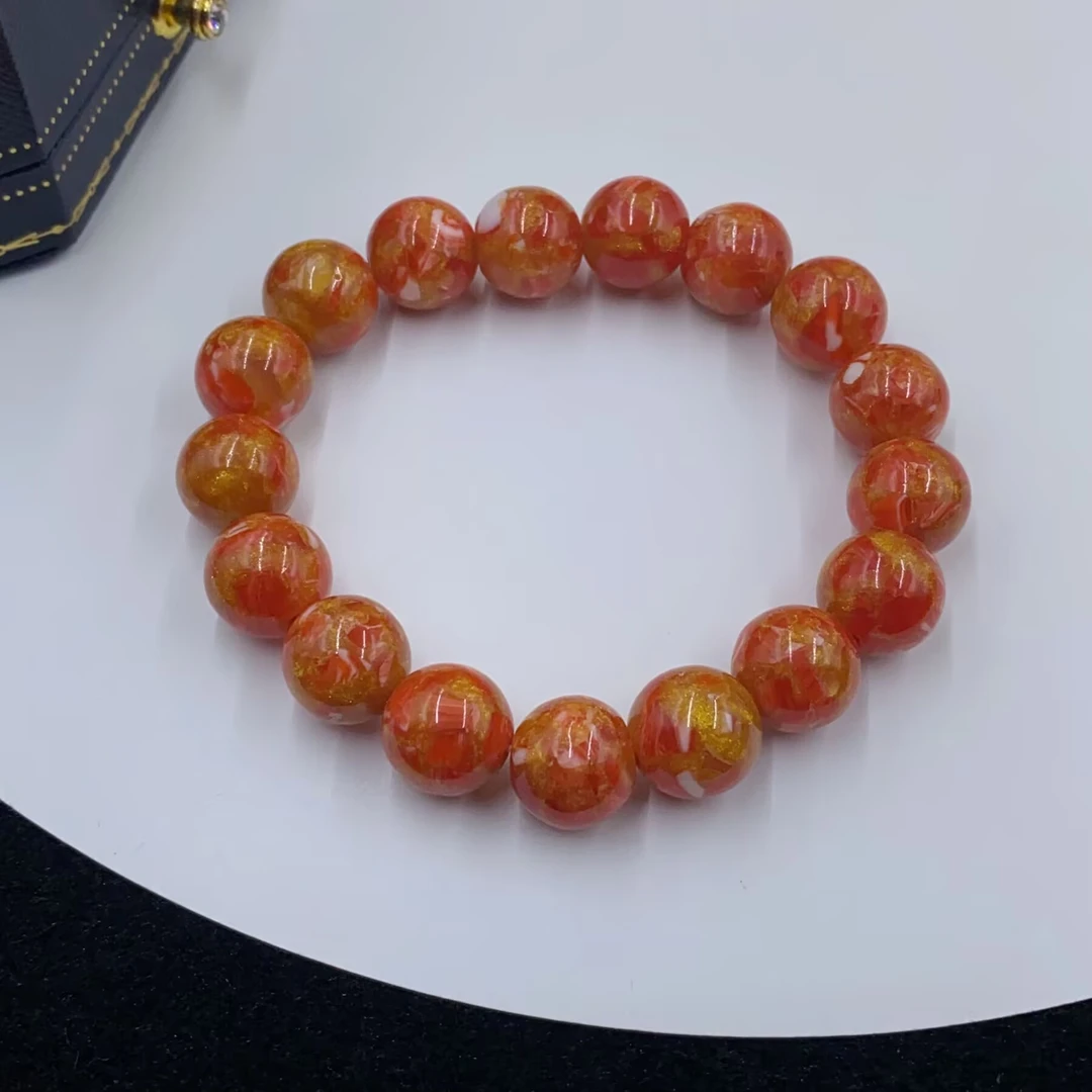 4843 橙色珠珠手串多样性发货