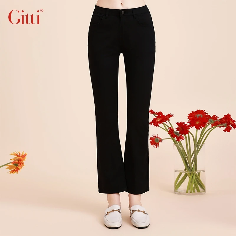 Gitti/吉蒂喇叭裤鱼尾裤女棉九分裤牛仔裤G241644