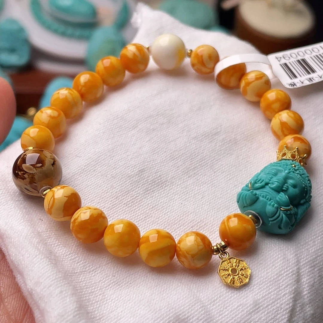 绿松石珠宝奇石18K金镶嵌