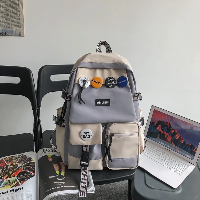 双肩包男女学生书包大容量简约电脑背包适合高中生初中生大学生旅