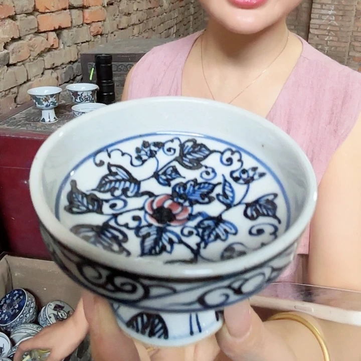 摆件景德镇高温陶瓷高足杯