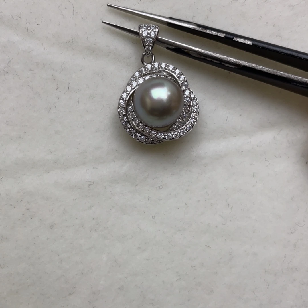 吊坠(不含链)银S925镶嵌海水珍珠