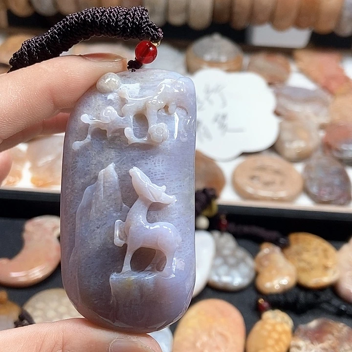 颈饰未镶嵌硅化珊瑚（珊瑚玉）