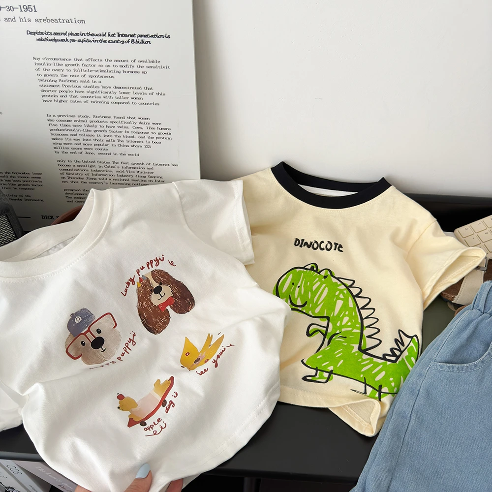 儿童男童短袖T恤卡通宝宝纯棉印花洋气韩版宽松休闲上衣夏季薄款