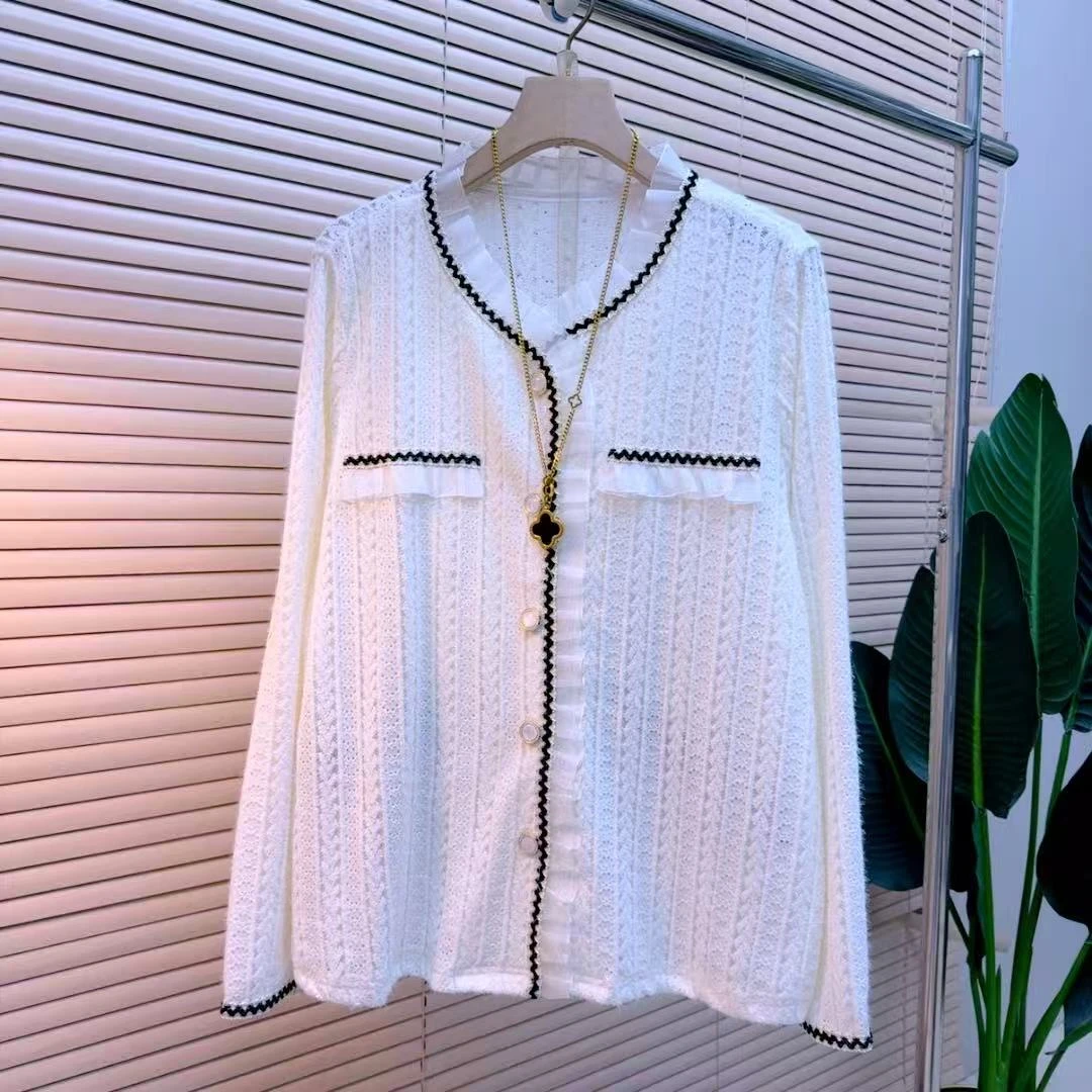 胖mm欧货时尚气质显瘦韩版法式减龄126轻奢名媛长袖网红女人衫